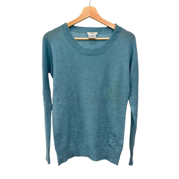 CHLOE  Crewneck Sweater In Blue Long sleeve Size Small - Picture 1 of 11